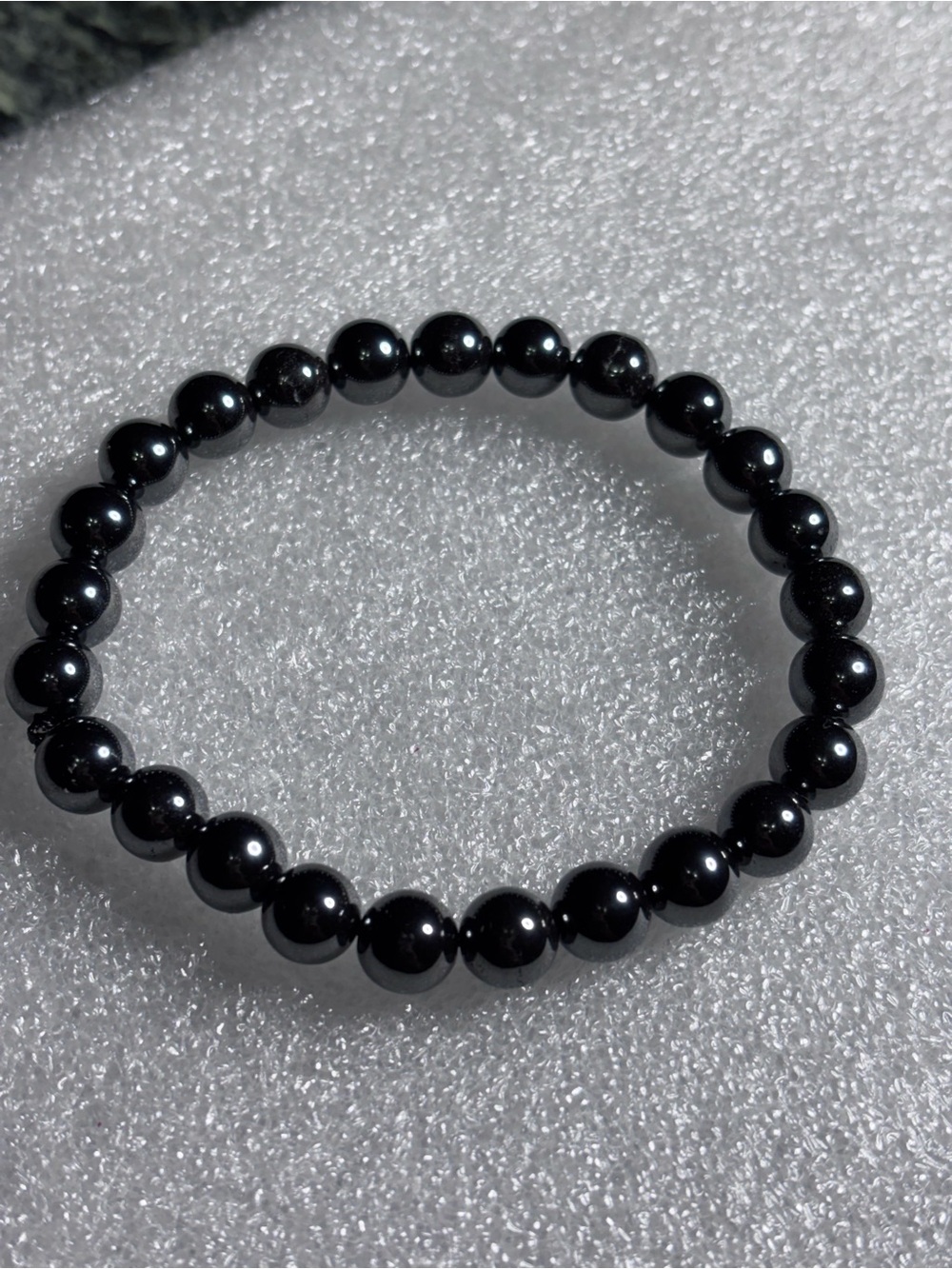 Men's Hematite Beaded Stretch Bracelet - Black